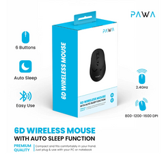 Pawa 6D Wireless Mouse With Auto Sleep Function Black