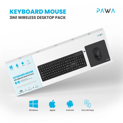 Pawa Keyboard Mouse 3IN1 Wireless Desktop Pack -Black