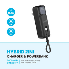Pawa Hybrid 2in1 Charger & Powerbank 5000mAh-Black