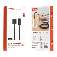 Porodo USB-A to Lightning Durable Charging Cable - Black
