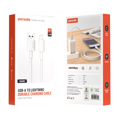 Porodo USB-A to Lightning Durable Charging Cable - White