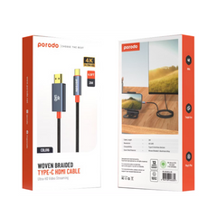 Porodo Woven Cable Type-C to HDMI - Black