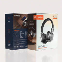 Porodo Soundtec Vintage Wireless ENC Headphone- Black/Silver
