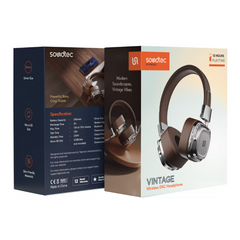 Porodo Soundtec Vintage Wireless ENC Headphone - Brown/Silver