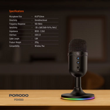Porodo Gaming Pdx550 Omni-Directional Usb Microphone Stream Conference Podcast-Black