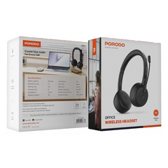 Porodo Office Wireless Headset 20h Working Time Type-c -Black