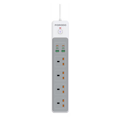 Porodo 4AC 65W 3000W Power Strip-White