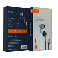 Porodo Soundtec Stereo Earphones 1.2M -Black
