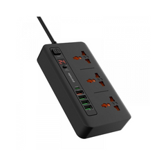 Porodo 3 AC 4 USB-A & USB-C PD 20W Multi-Port Super Hub 2M UK - Black
