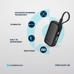 Powerology PD 20W QC 18W PP065 5000mAh Power Bank - Black