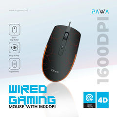 Pawa Wired Gaming Mouse With 1600DPI-Black