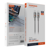 Porodo Usb-C To Usb-C Led Light Cable 1.2M-Grey