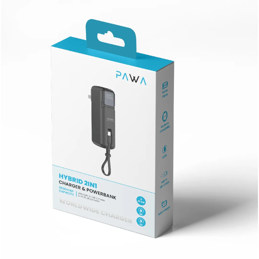 Pawa Hybrid 2in1 Charger & Powerbank 5000mAh-Black