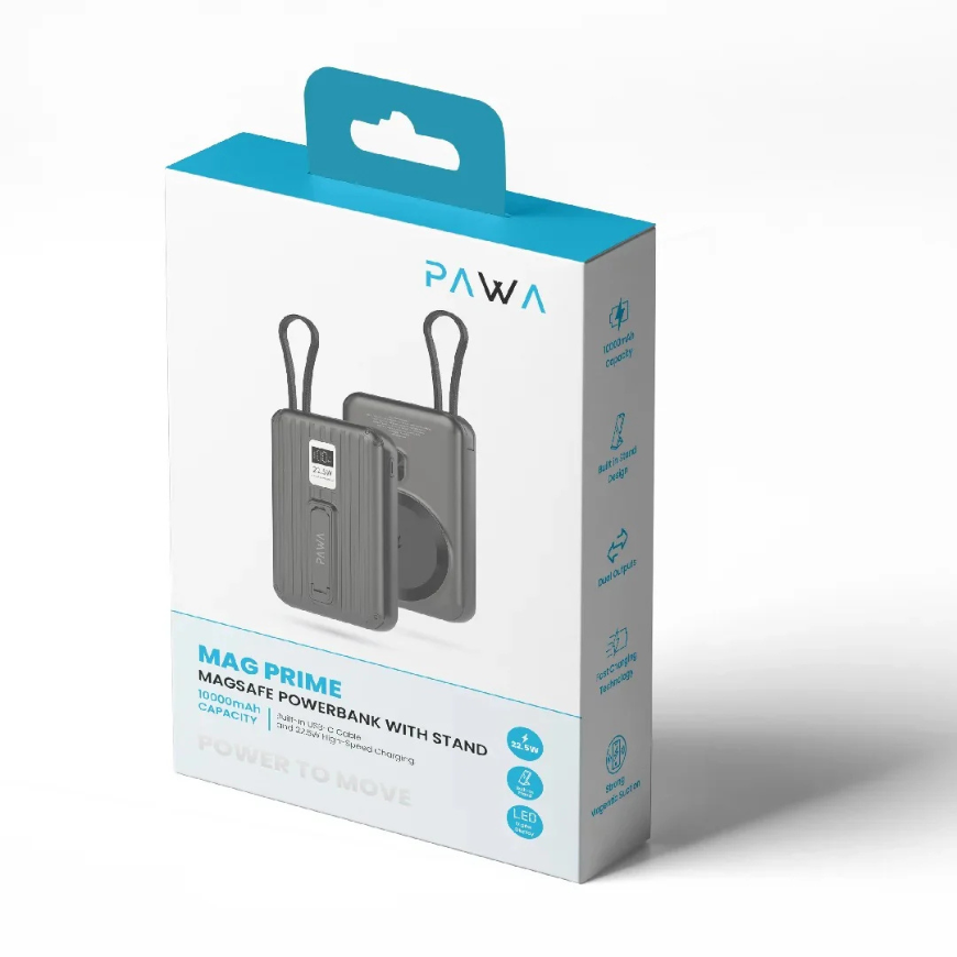 Pawa Mag Prime Magsafe Powerbank With Stand 10000mAh -Black