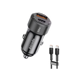 Porodo 50W Dual Port Car charger PD 20W Qc30W With-C to C Cable-Black