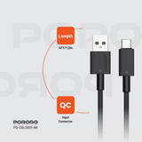 Porodo USB-A to Type-C Durable Charging Cable - Black