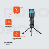 Porodo Gamig Pdx551 Condenser Microphone Streaming,Podcasting,Recording-Black