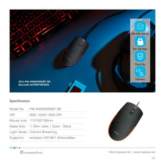 Pawa Wired Gaming Mouse With 1600DPI-Black