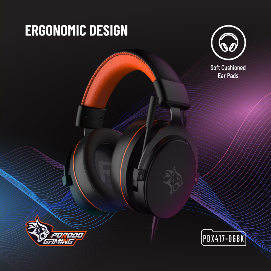 Porodo Gaming 7.1 Surround Gaming Headset Soft Breathable Ear Pads
