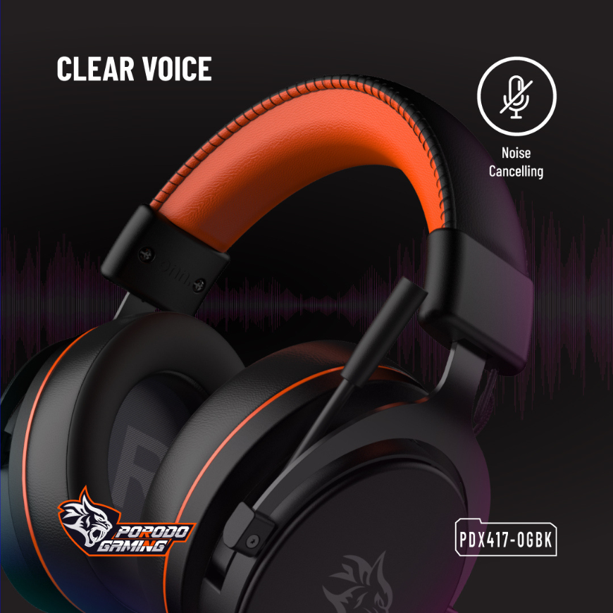 Porodo Gaming 7.1 Surround Gaming Headset Soft Breathable Ear Pads