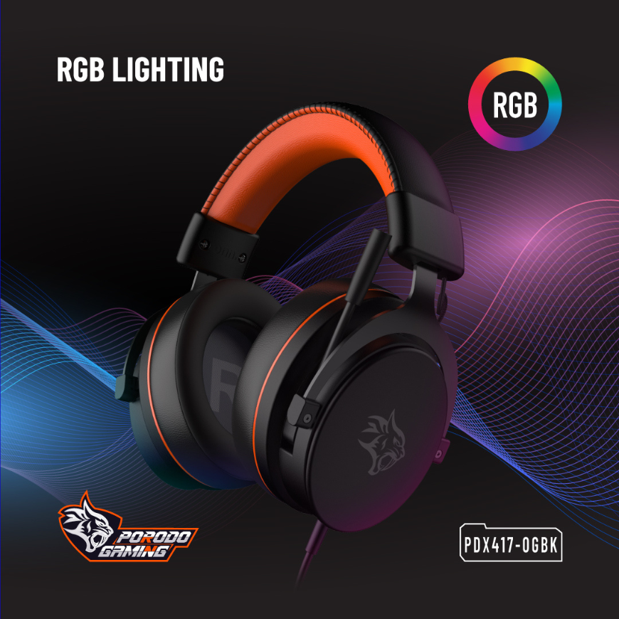 Porodo Gaming 7.1 Surround Gaming Headset Soft Breathable Ear Pads