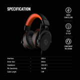 Porodo Gaming 7.1 Surround Gaming Headset Soft Breathable Ear Pads