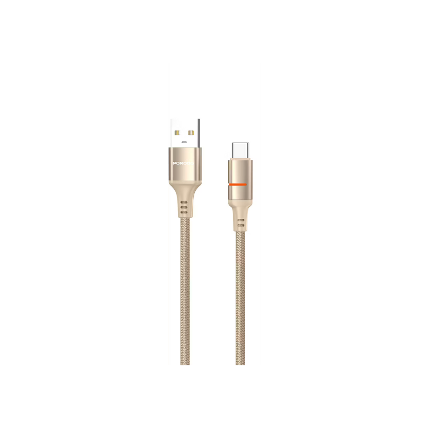Porodo Usb-A To Usb-C Led Light Cable 1.2M-Gold