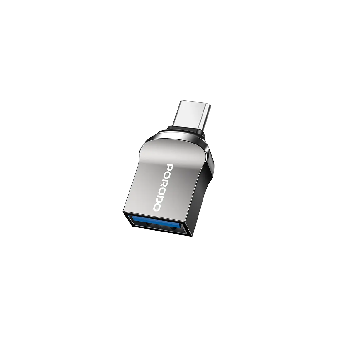 Porodo USB-C OTG Adapter - Zinc Alloy - Black