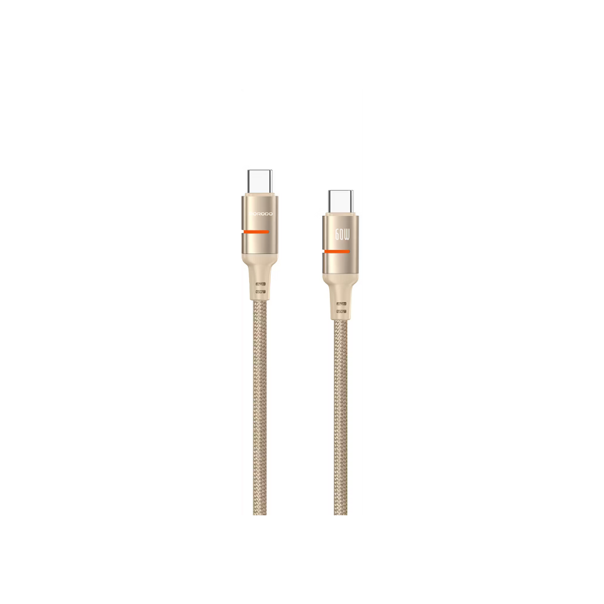 Porodo Usb-C To Usb-C Led Light Cable 1.2M-Gold