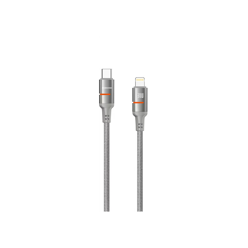 Porodo Usb-C To Lightning Led Light Cable 1.2M-Grey
