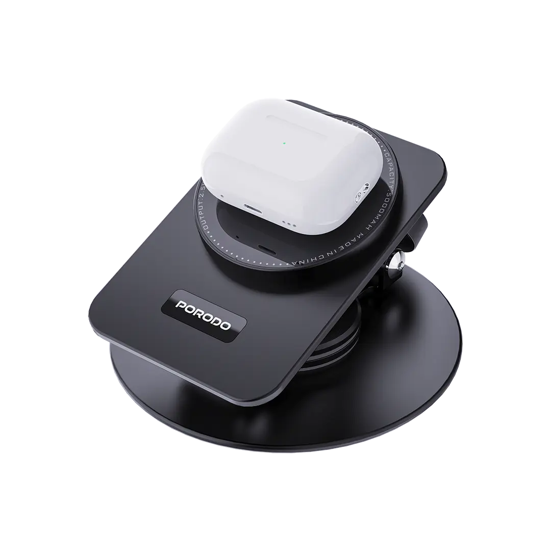 Porodo Wireless Charging Rotating Stand - Black