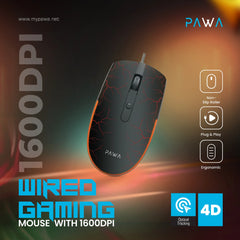 Pawa Wired Gaming Mouse With 1600DPI-Black